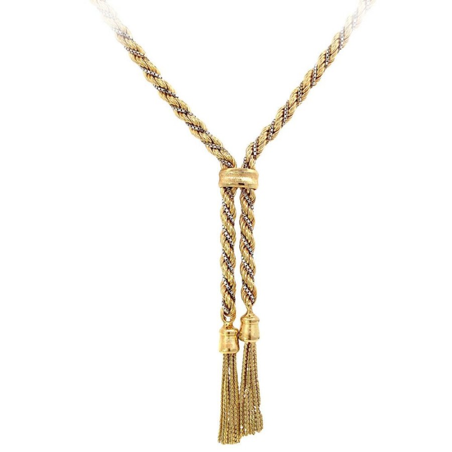 Jewelry ESTATE JEWELRY | Vintage Rope Lariat Tassel Necklace